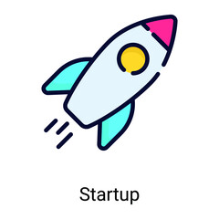 startup flat line icon 