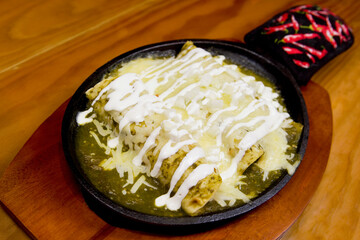 Close-up of enchiladas in a plate