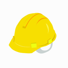 Yellow Protective Helmet. Builder's helmet. Isolated Vector Illustrations on a white background.
