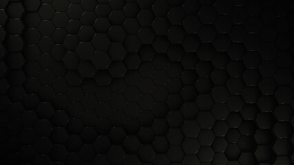 carbon and chrome hexagon modern background, 3d render illustration