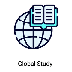 global education flat line icon