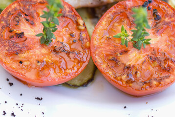 High angle view of grilled tomatoes