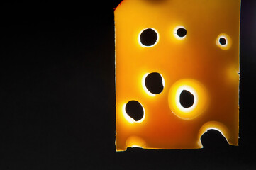 Slice of emmenthal cheese