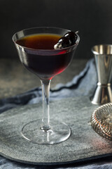 Refreshing Boozy Black Manhattan Cocktail