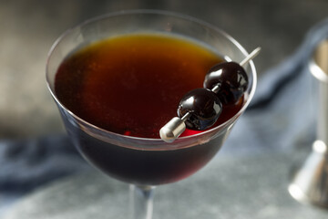 Refreshing Boozy Black Manhattan Cocktail