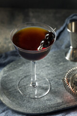 Refreshing Boozy Black Manhattan Cocktail