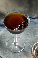 Refreshing Boozy Black Manhattan Cocktail