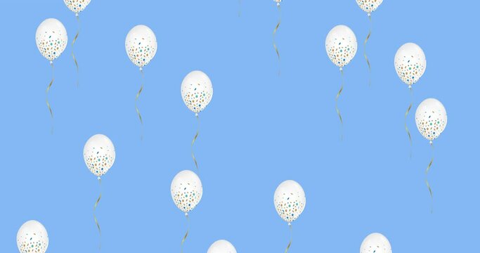 Multiple balloons icons moving against blue background