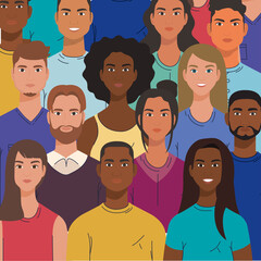 multiethnic group of people together, diversity and multiculturalism concept vector illustration design