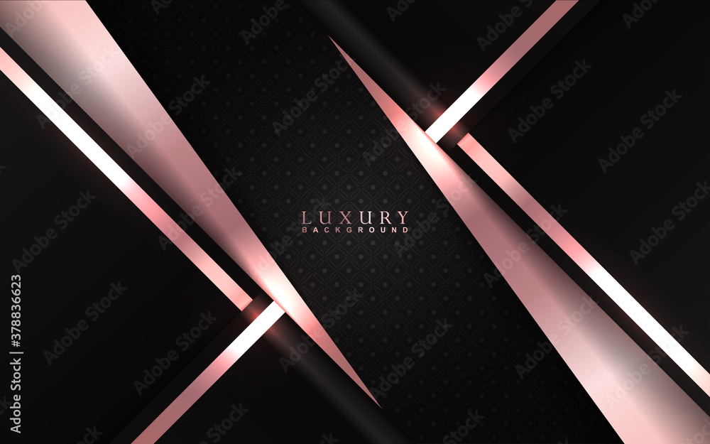 Poster luxury background with abstract paper shape. black color overlap texture golden light element glitte