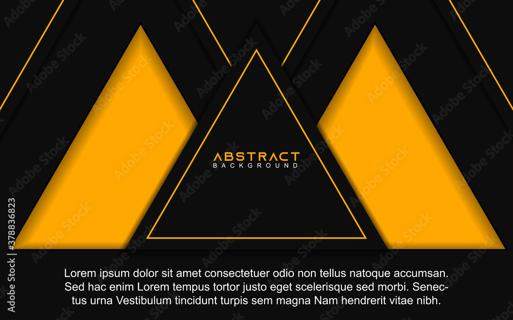 Poster abstract background geometric shapes with black and yellow overlap paper. modern layout vector desig
