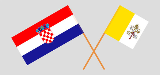 Crossed flags of Vatican and Croatia