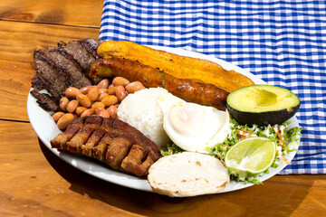 Tasty Paisa Tray; Typical Dish In The Region Of Antioqueña / Colombia.