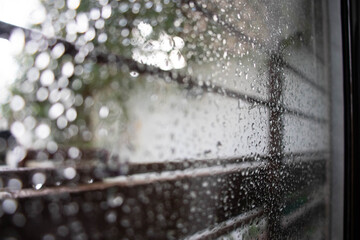 Cristal mojado por la lluvia.