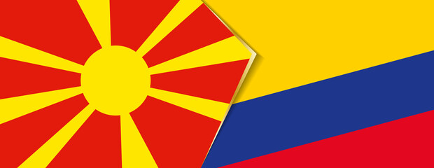 Macedonia and Colombia flags, two vector flags.