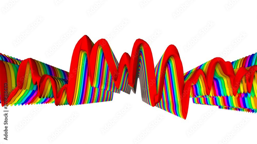 Poster looped animated background of deforming rainbow shapes. abstract animation. 3d render