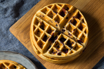 Homemade Warm Blueberry Belgian Waffles