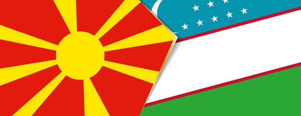 Macedonia and Uzbekistan flags, two vector flags.