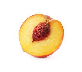 Naklejka na ściany i meble Half of ripe peach isolated on white