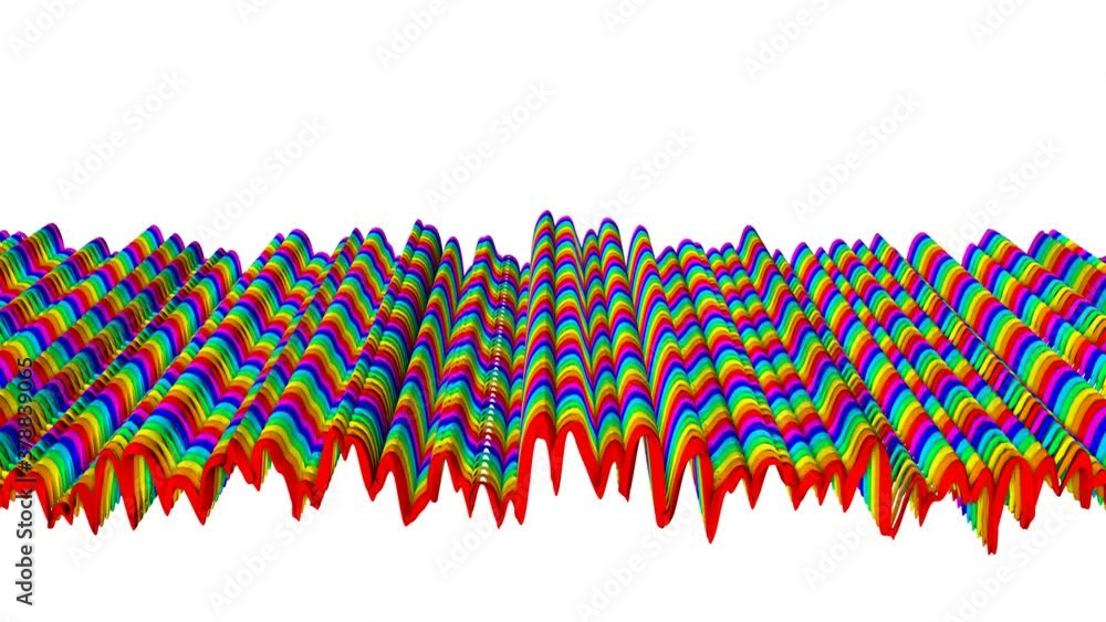 Poster looped animated background of deforming rainbow shapes. abstract animation. 3d render