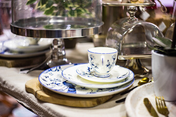 Table setting with various tableware
