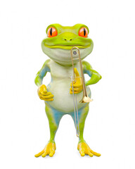 little frog cartoon and his trombone