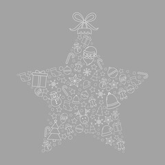 Christmas star made of festive elements. Xmas ornament. Vector