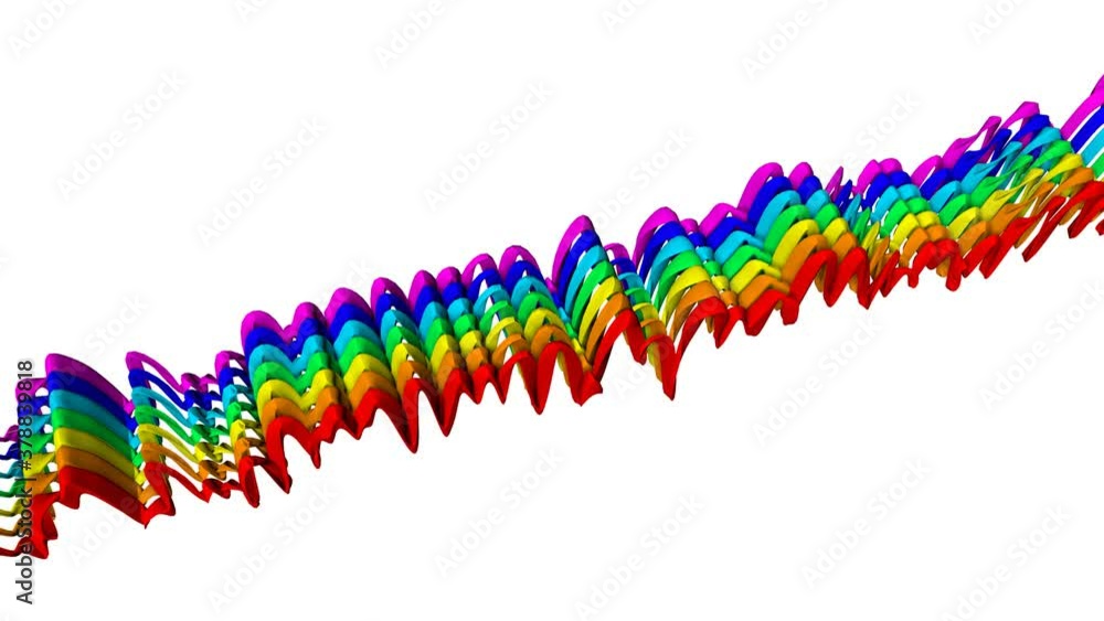 Poster looped animated background of deforming rainbow shapes. abstract animation. 3d render