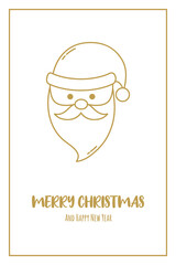 Minimalist Christmas card with Santa Claus and wishes. Vector