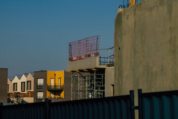 View of a construction site of a new building located in Reims, a city in the Grand Est region of France and one of the oldest in Europe