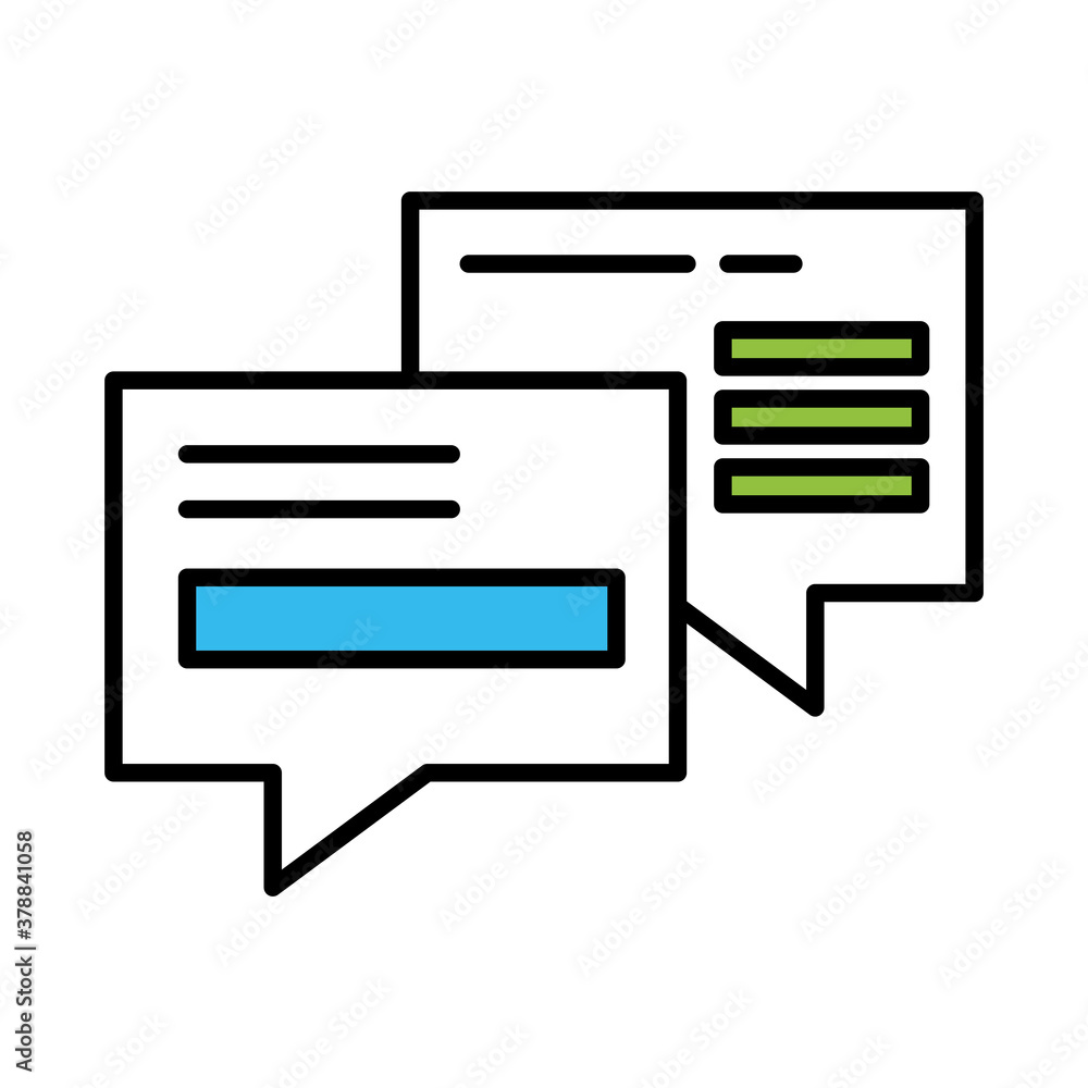 Poster communication bubbles line and colors style icon design, message discussion conversation and chattin
