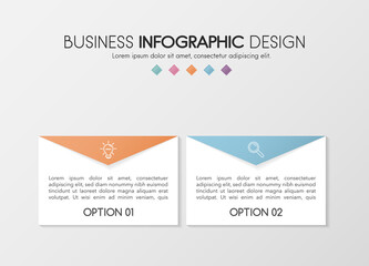 Diagram with business icons and 2 steps. Infographic design. Vector