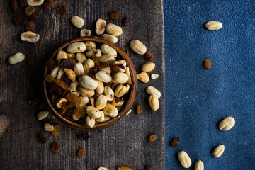 Healthy nuts on dark background