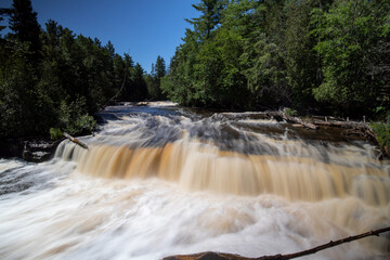 Lower falls at Tahquamenon Falls State Park in summer