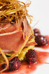 Close-up of a raspberry dessert