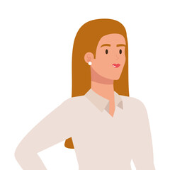 woman cartoon with white shirt design, Girl female person people human and social media theme Vector illustration