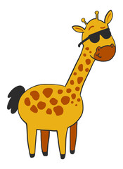 Cute giraffe wearing sunglasses