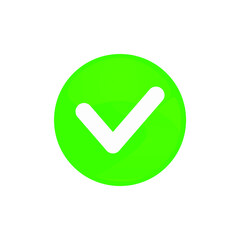 Green tick icon. Mark the symbol in green, vector graphics isolated on a white background