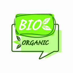 ECO, a set of four organic food logos or icons. Used for packaging and other purposes. Vector illustration, icon design. Isolated on a white background