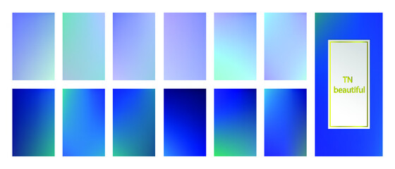 A set of blue gradient backgrounds. Modern screen vector design for mobile app. Soft and dark color gradients. Vector graphics.