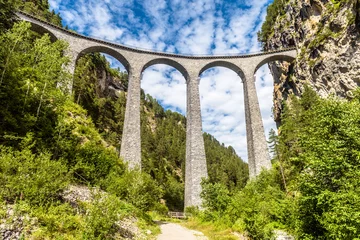 Fotobehang Landwasserviaduct Landwasserviaduct in Filisur, Zwitserland