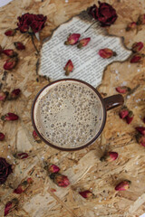 coffee beans and cinnamon sticks. coffee beans and cinnamon. spices and herbs