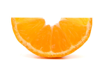 Peeled mandarin orange segment on white background