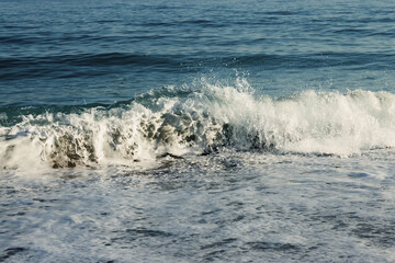 Seascape, Wave in movemen. Big stormy ocean wave. Blue water background