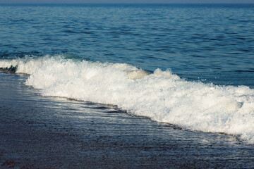 Seascape, Wave in movemen. Big stormy ocean wave. Blue water background
