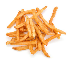 a pile of french fries isolated on white