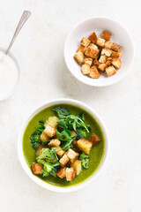 Healthy broccoli green pea soup