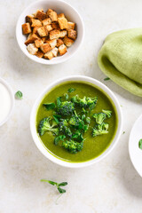 Healthy broccoli green pea soup