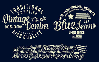 Handwritten calligraphic alphabet for t-shirt or apparel.