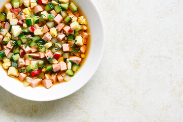 Cold russian soup Okroshka